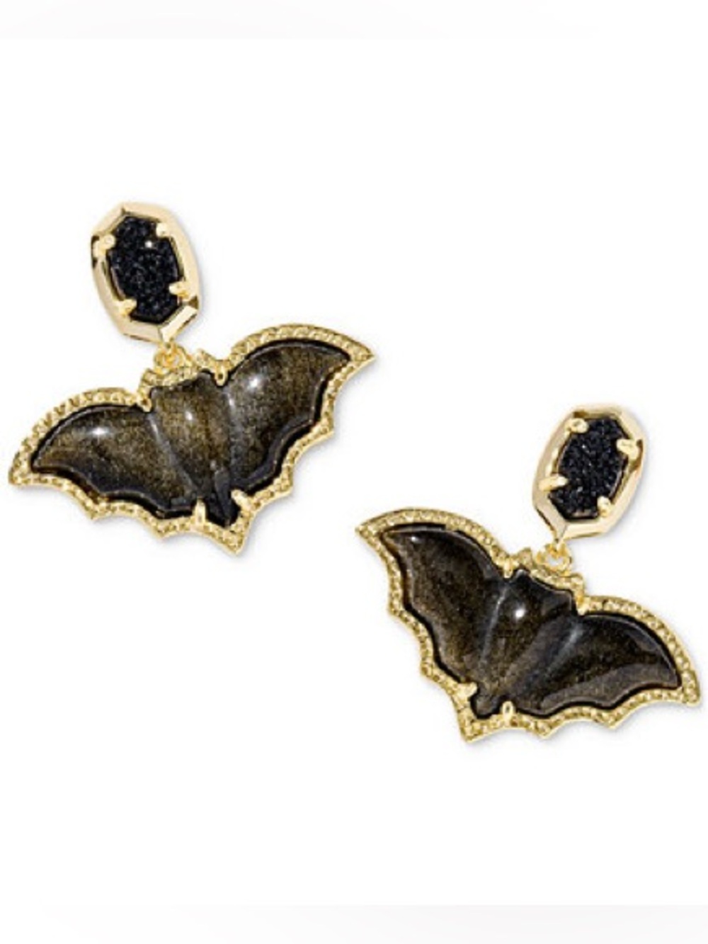 KENDRA SCOTT BAT DROP GOLD BLACK MIX EARRINGS